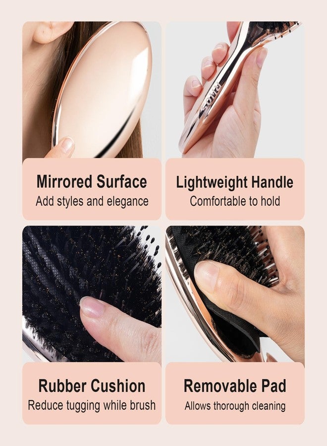 RHOS Boar and Nylon Bristle Hair Brush for Long, Curly, Thick Hair, Soft Natural Bristle Detangling Brush, Smooth & Shine, Set Includes Rat Tail Comb, Storage Bag (0.79inch Bristle) - Image 4